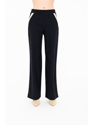 Elaine Kim Benten Tech Stretch Slouchy Pants with Side Contrast Stripe