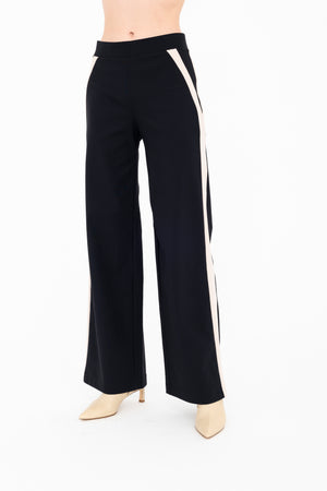 Elaine Kim Benten Tech Stretch Slouchy Pants with Side Contrast Stripe