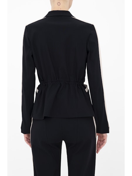 Elaine Kim Bexley Tech Stretch Short Notched Collar Blazer with Contrast Stripe