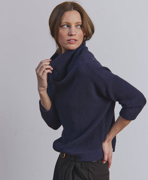 Autumn Cashmere Half Cardigan Stitch Funnel Neck