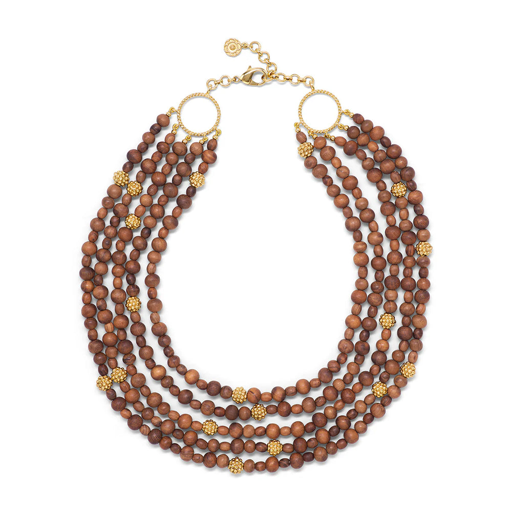 Capucine de Wulf Earth Goddess Beads 5-Strand Necklace, 18" + 2" - Teak
