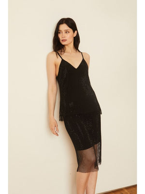 
            
                Load image into Gallery viewer, Caballero Emilia Black Beaded Mesh Skirt
            
        