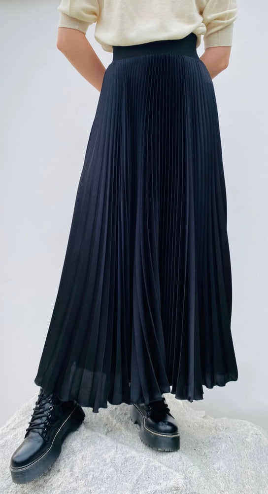 Loyd Ford Stella Satin Midi Skirt, Black