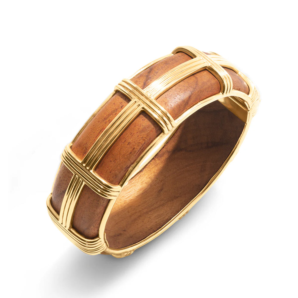 Capucine de Wulf Gaia Hinged Teak Bangle, Available in 2 Sizes
