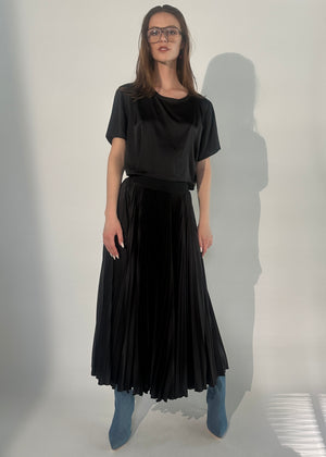 Loyd Ford Stella Satin Midi Skirt, Black