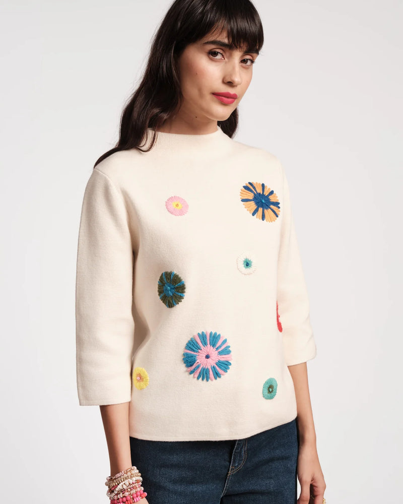 Frances Valentine Bon Bon Sweater with Embroidery