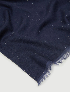 Marella Ciocca Micro-Sequin Scarf, Navy