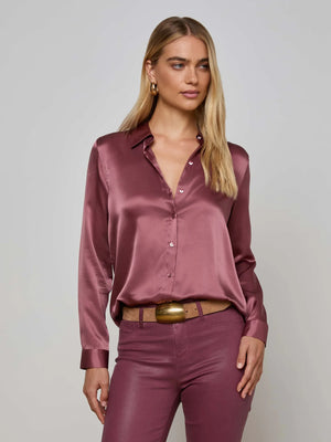 L'Agence Tyler Long Sleeve Blouse, Dark Mauve