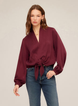 Fifteen Twenty Scarlet Tie Front Top