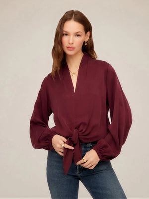 Fifteen Twenty Scarlet Tie Front Top