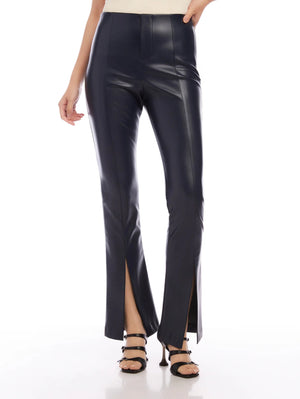 
            
                Load image into Gallery viewer, Fifteen Twenty Front Slit Faux Leather Pant, Navy
            
        