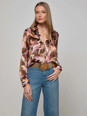 L'Agence Tyler Long Sleeve Blouse, Abstract Paisley