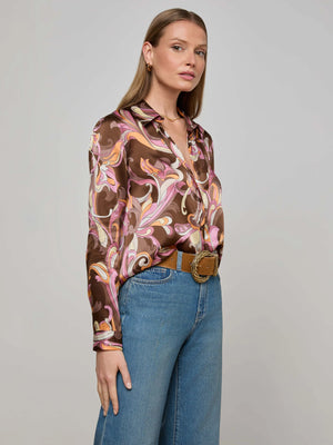 L'Agence Tyler Long Sleeve Blouse, Abstract Paisley