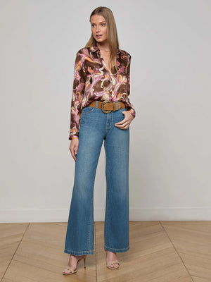 L'Agence Tyler Long Sleeve Blouse, Abstract Paisley