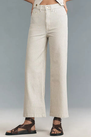 DL1961 Hepburn Wide Leg: High Rise Ankle, Seashell Stripe