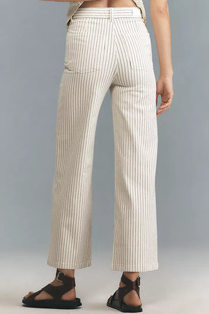 DL1961 Hepburn Wide Leg: High Rise Ankle, Seashell Stripe