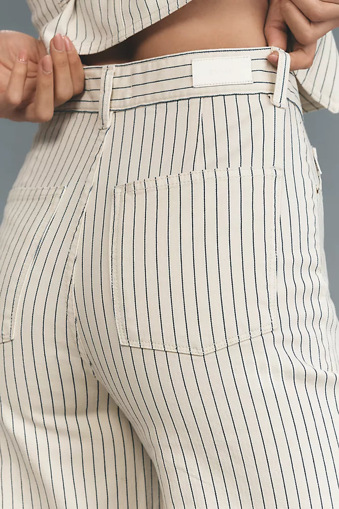 DL1961 Hepburn Wide Leg: High Rise Ankle, Seashell Stripe