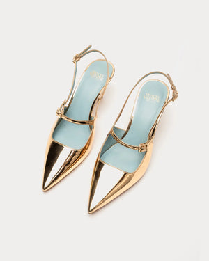 Frances Valentine Vivi Pump with Buckle, Vegan Mirror