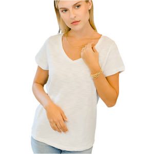 Erin Gray Short Sleeve Messy V Tee, Available in 3 Colors