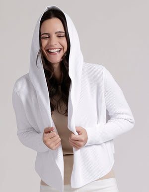 Minnie Rose Cotton Shaker Hooded Flyaway Cardigan