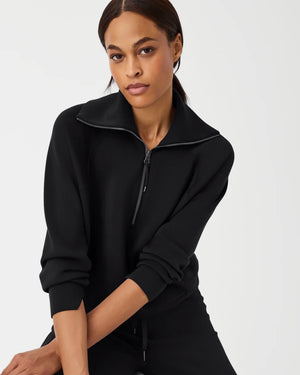 Spanx AirEssentials Half Zip Top, Very Black