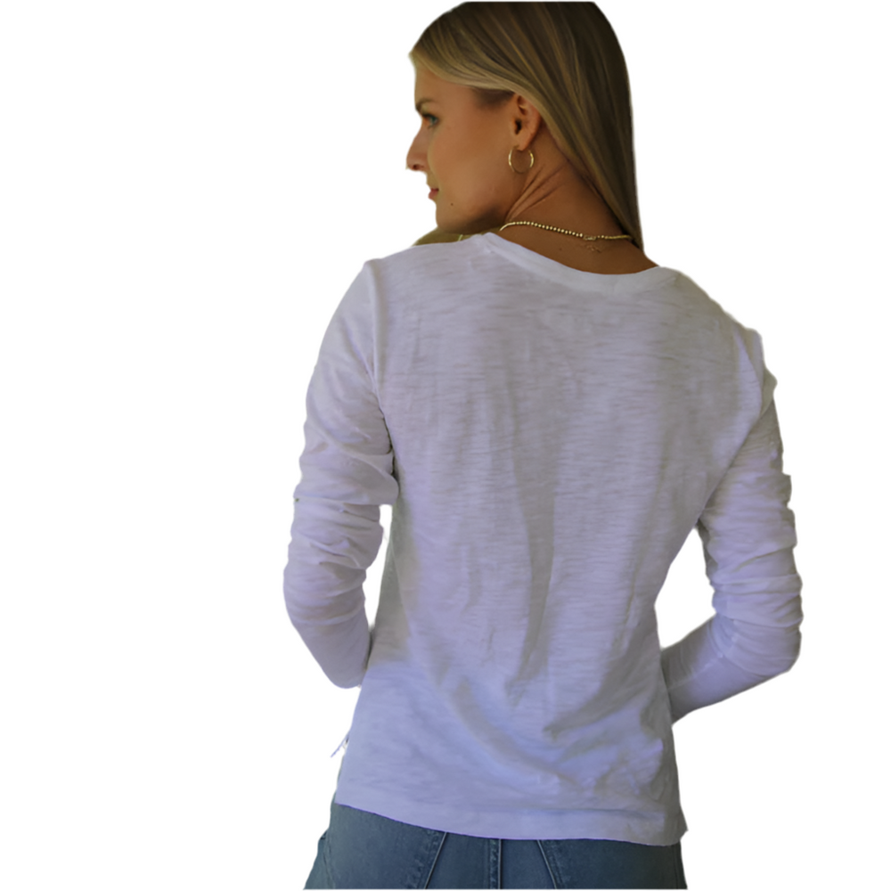 Erin Gray Long Sleeve Jeans V Tee, Available in 2 Colors