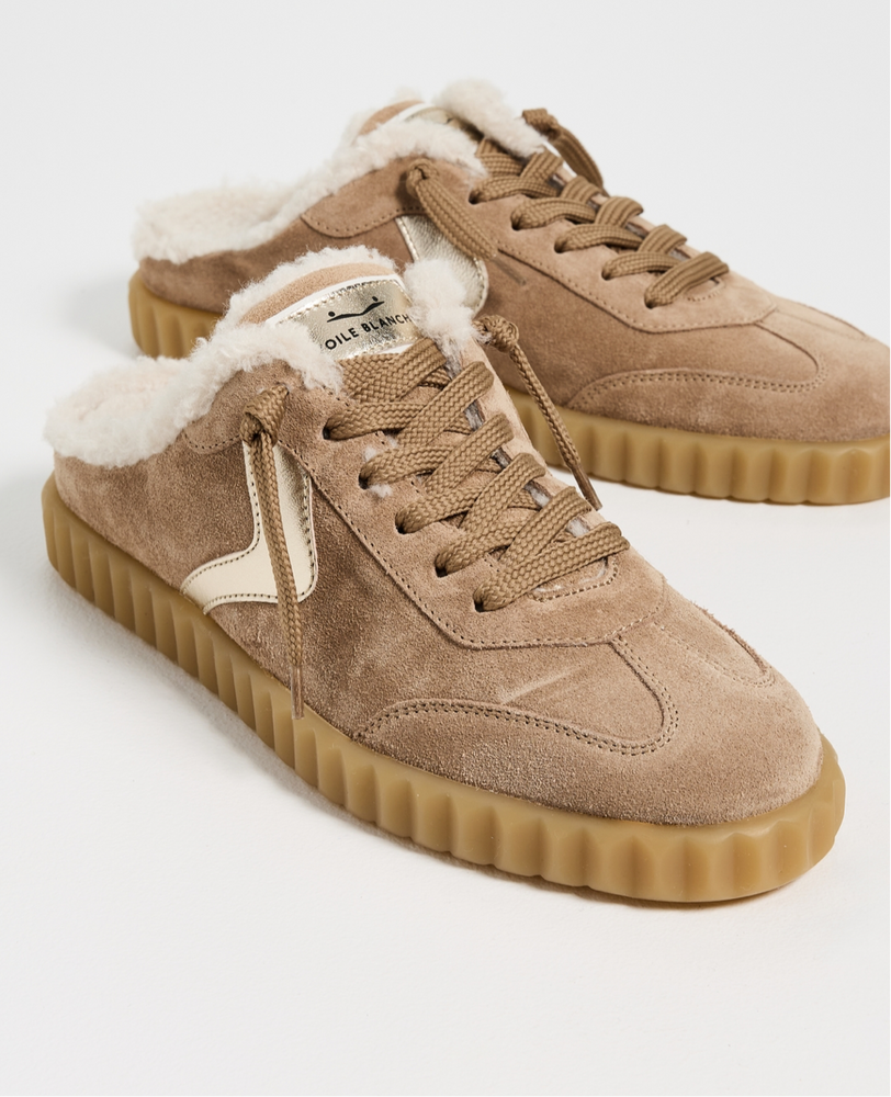 Voile Blanche Ines Suede and Faux Fur Mule Sneaker