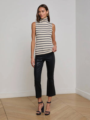 L'Agence Ceci Sleeveless Turtleneck Stripe Top