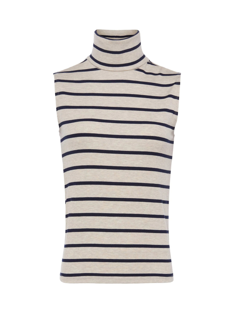 L'Agence Ceci Sleeveless Turtleneck Stripe Top