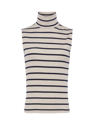 L'Agence Ceci Sleeveless Turtleneck Stripe Top