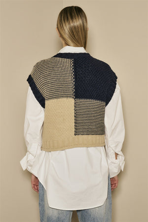 BYE Be Your Essence Color Block Sweater Vest