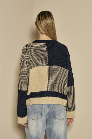 BYE Be Your Essence Color Block Sweater