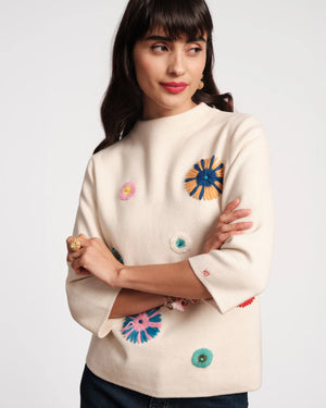 Frances Valentine Bon Bon Sweater with Embroidery