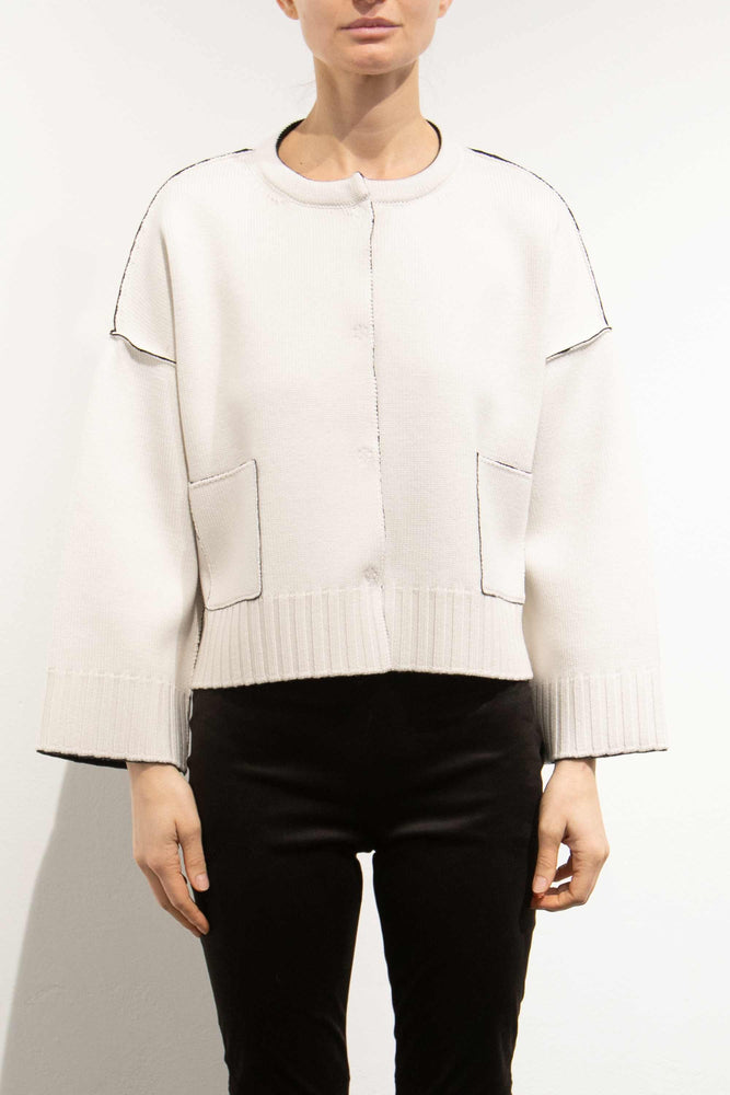 Pier Antonio Gaspari Reversible Bonded Wool Snap Cardigan