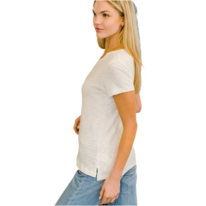 Erin Gray Short Sleeve Jeans Crew Tee, White