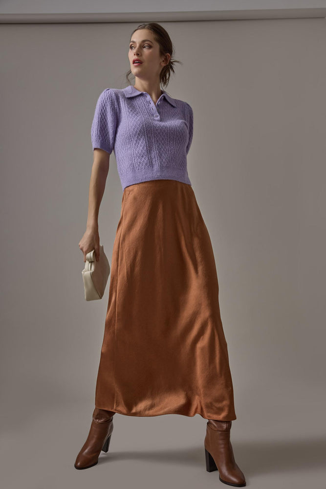 Lilla P Satin Bias Maxi Skirt