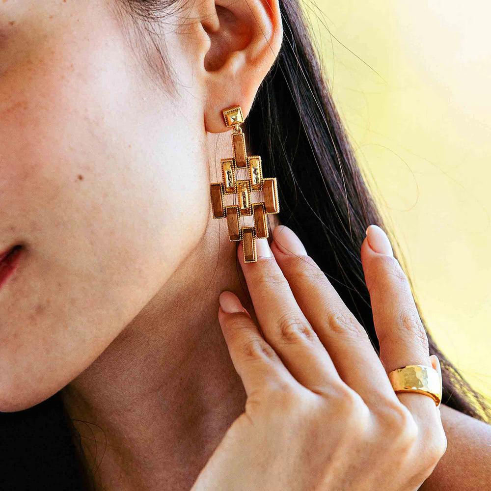 Capucine de Wulf Pathway Post Drop Earrings, Teak