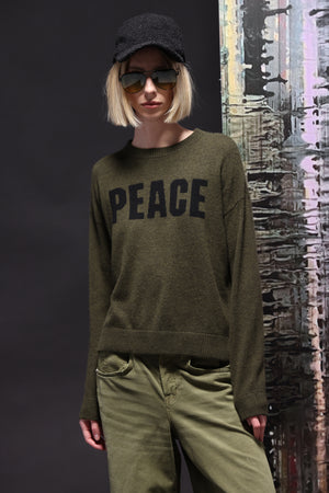 Minnie Rose Cashmere Peace Crewneck