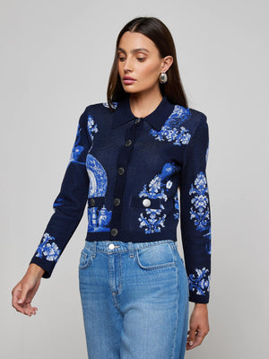 L'Agence Osiris Jacquard Collared Cardigan