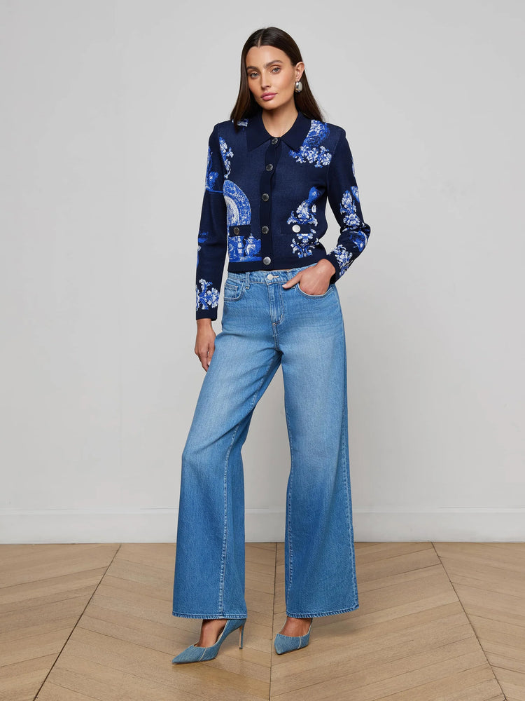 L'Agence Osiris Jacquard Collared Cardigan