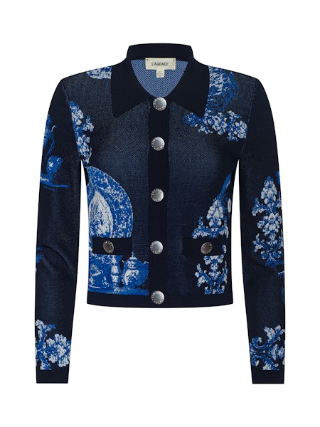 L'Agence Osiris Jacquard Collared Cardigan