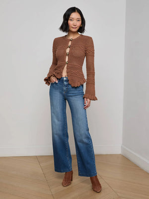 L'Agence Kiva Open Stitch Ruffle Cardigan
