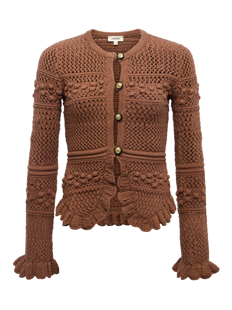 L'Agence Kiva Open Stitch Ruffle Cardigan