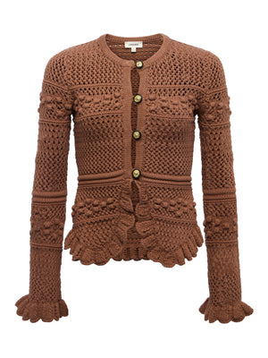 L'Agence Kiva Open Stitch Ruffle Cardigan