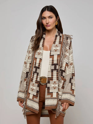 L'Agence Jair Jacquard Fringe Cardigan