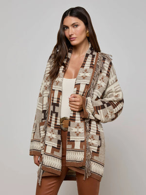 L'Agence Jair Jacquard Fringe Cardigan