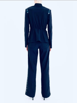 Elaine Kim Cruz Tech Stretch Short Blazer with Studs, Night