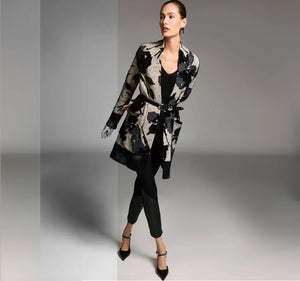 Joseph Ribkoff Abstract Jacquard Sweater-Knit Long Cardigan