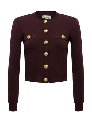 L'Agence Toulouse Crop Crew Neck Cardigan