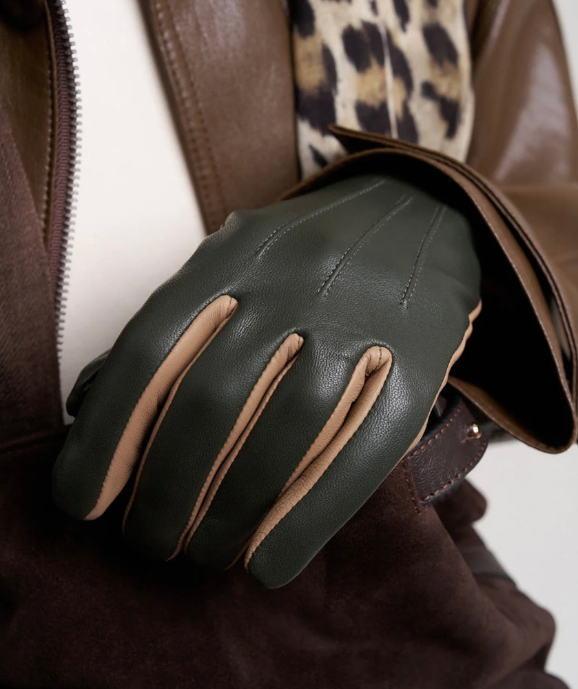Echo Colorblock Leather Gloves, Available in 3 Colors